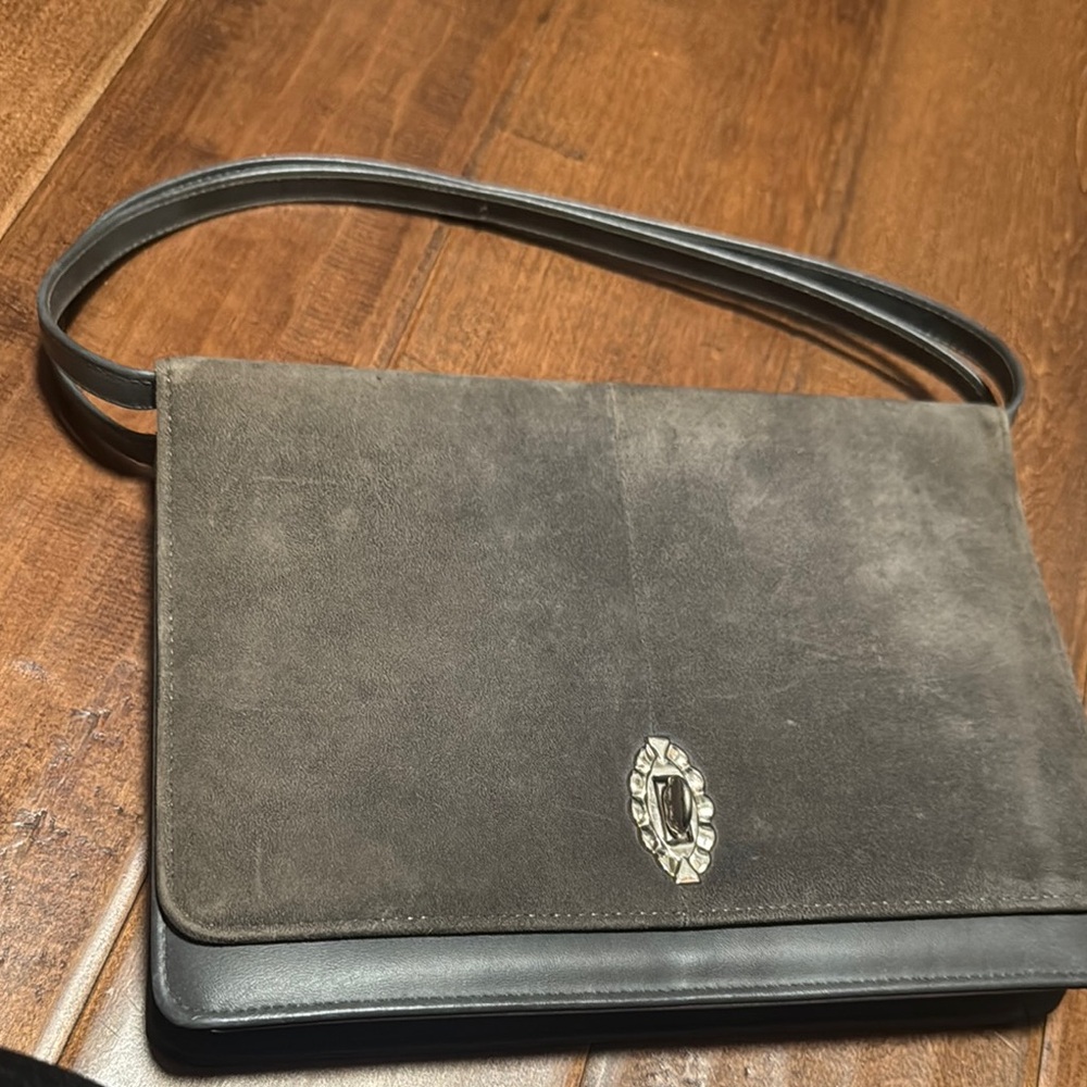 Gray Suede Shoulder Bag - Unbranded